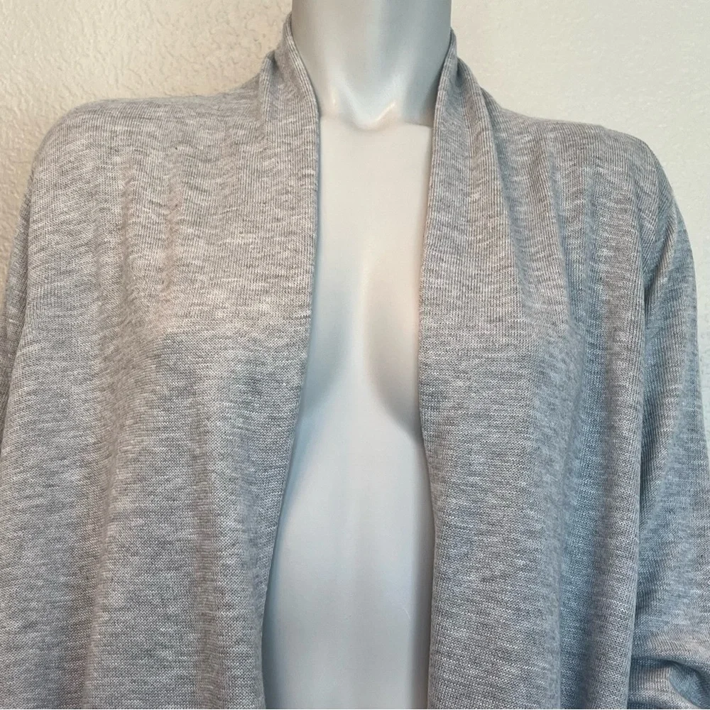 Ella Miss Heather Gray Long Open Front Cardigan Sweater - Picture 7 of 13